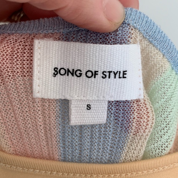 Revolve song of style carousel midi dress tencel lined size small pastel stripes - Picture 8 of 9